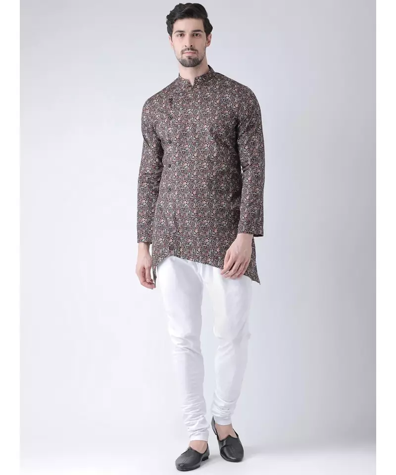 Cotton Blend Black DEYANN Kurta with Churidar set