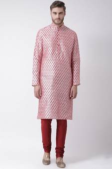 Dupion Silk pink DEYANN Kurta with Churidar set