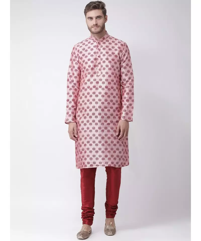 Dupion Silk pink DEYANN Kurta with Churidar set