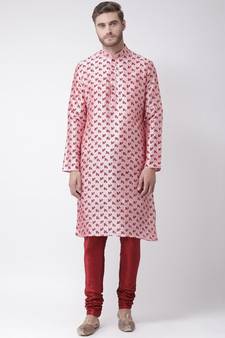 Dupion Silk pink DEYANN Kurta with Churidar set
