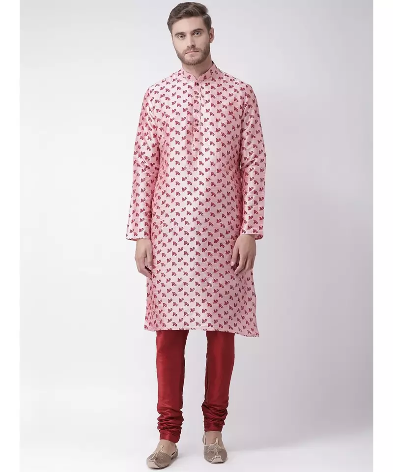 Dupion Silk pink DEYANN Kurta with Churidar set