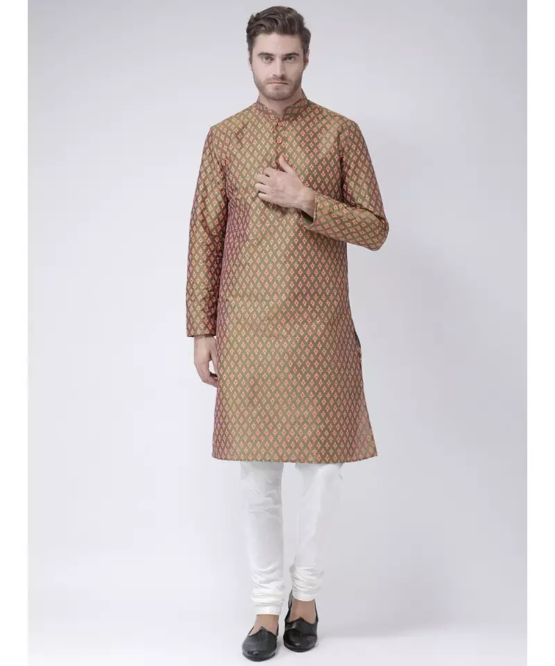 Dupion Silk Green DEYANN Kurta with Churidar set