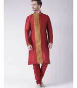 Dupion Silk Red DEYANN Kurta with Churidar set