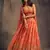 orange organza zari and sequins work floral wedding lehenga set choli with dupatta for women
