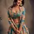 Stunning Teal Blue Organza Zari and Sequins Work Floral Wedding Lehenga Choli for Women