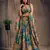Stunning Teal Blue Organza Zari and Sequins Work Floral Wedding Lehenga Choli for Women