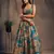 Stunning Teal Blue Organza Zari and Sequins Work Floral Wedding Lehenga Choli for Women