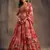 red and beige organza lehenga set choli with dupatta with sequin embroidery