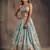 Stunning Sky Blue Organza Zari and Sequins Work Floral Wedding Lehenga Choli for Women