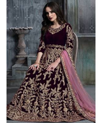 Magenta And Golden Indian Anarkali Suit 2