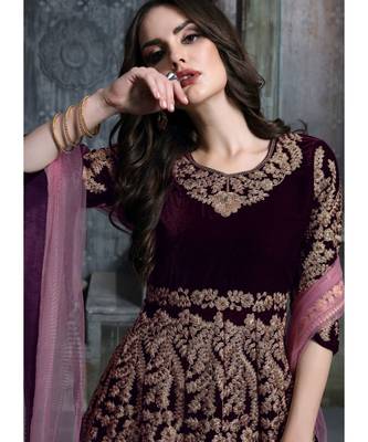 Magenta And Golden Indian Anarkali Suit 3