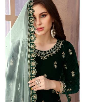 Dark Green Embroidered Punjabi Salwar Suit 2