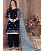 Navy Blue Embroidered Punjabi Salwar Suit