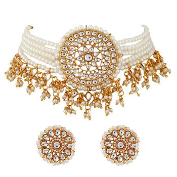 Designer Pearl Laheriya Kundan Choker Jewellery Set 1