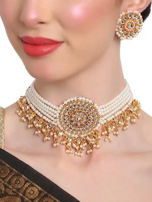 Designer Pearl Laheriya Kundan Choker Jewellery Set 2