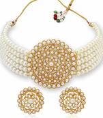 White Glass Kach Pearl Choker Jewellery Set