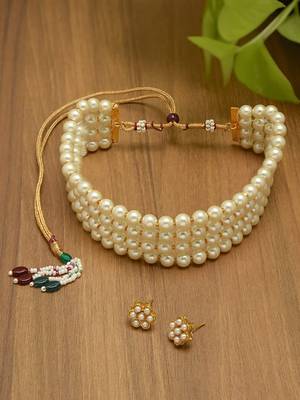Kach Glass Pearl Premium Quality Choker Jewellery Set 1