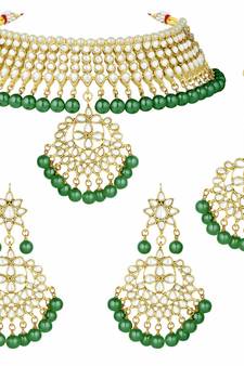 Kach Kundan Green Pearl Bestseller Jewellery Set