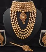 Golden Kach Kundan Pearl Choker Style Long Jewellery Set