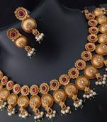 Rajwadi Plated Pink Ruby CZ Real Jewellery Copy Jewellery Set