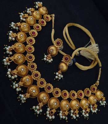 Rajwadi Plated Pink Ruby CZ Real Jewellery Copy Jewellery Set 2