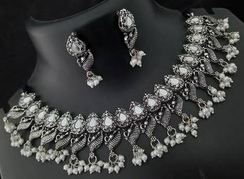 Mirror Peacock Style Oxidized Jewellery Set 1