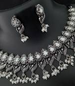 Mirror Peacock Style Oxidized Jewellery Set