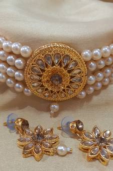 Golden Kach Pearl Choker Latest Bollywood Style Jewellery Set