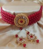 Red Kach Pearl Choker Latest Bollywood Style Jewellery Set