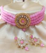 Pink Kach Pearl Choker Latest Bollywood Style Jewellery Set