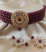 Maroon Kach Pearl Choker Latest Bollywood Style Jewellery Set