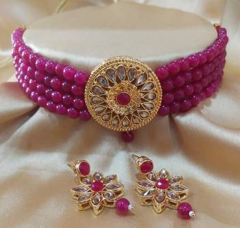 Ruby Kach Pearl Choker Latest Bollywood Style Jewellery Set 1