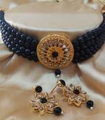 Black Kach Pearl Choker Latest Bollywood Style Jewellery Set