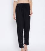 Black plain rayon palazzo-pants