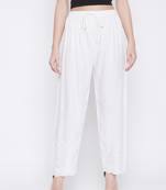 White plain rayon palazzo-pants