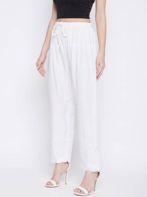 White plain rayon palazzo-pants 3