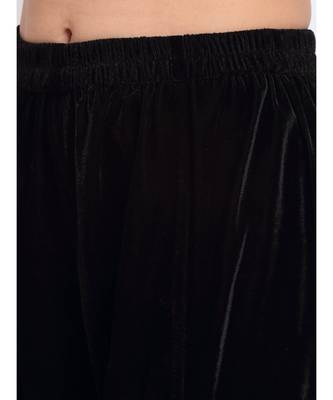 Magical Black Embroidered Velvet Kurti with Flared Palazzo 5