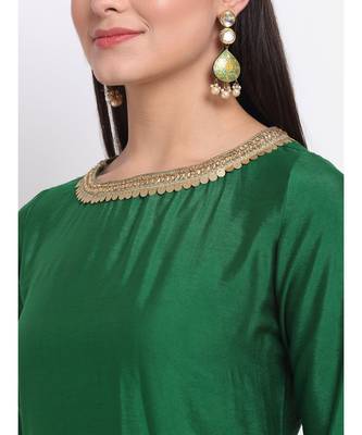 Gorgeous Green Straight Kurti with Bandhani Palazzo 4