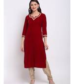 Rich Maroon Velvet Kurti with Brocade Salwar
