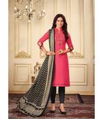 Pink Kashmiri Work Cotton Slub unstitch churidar suits churidar salwar suits