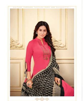 Pink Kashmiri Work Cotton Slub unstitch churidar suits churidar salwar suits 2
