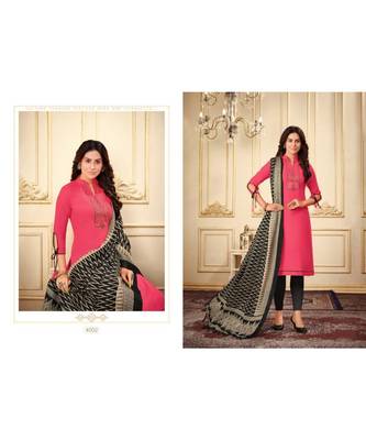 Pink Kashmiri Work Cotton Slub unstitch churidar suits churidar salwar suits 3