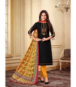 Black Kashmiri Work Cotton Slub unstitch churidar suits churidar salwar suits