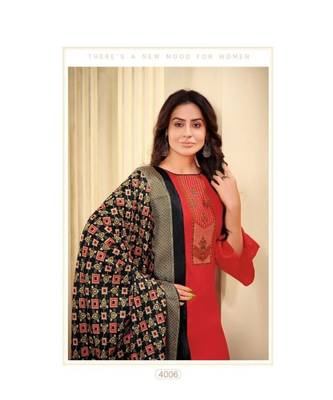 Red Kashmiri Work Cotton Slub unstitch churidar suits churidar salwar suits 2