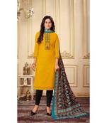 Yellow Kashmiri Work Cotton Slub unstitch churidar suits churidar salwar suits