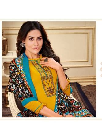 Yellow Kashmiri Work Cotton Slub unstitch churidar suits churidar salwar suits 2