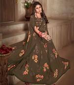 Digital Printed Crosia Lace Georgette Saree