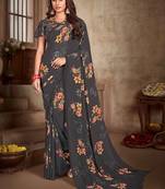 Digital Printed Crosia Lace Georgette Saree