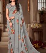 Digital Printed Crosia Lace Georgette Saree