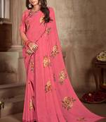 Digital Printed Crosia Lace Georgette Saree